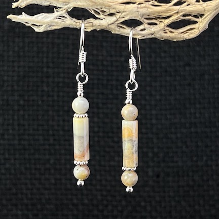 Crazy Lace Agate Tube Earrings